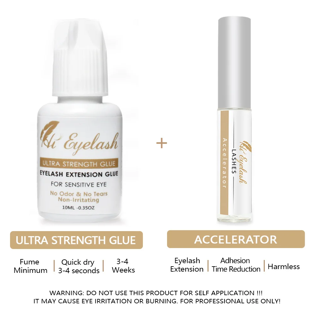 

10ML Hieyelash3-4S Fast Drying Professional Eyelash Extension Super Glue and 5Ml Eyelash Extension Accelerator Pre-treatment