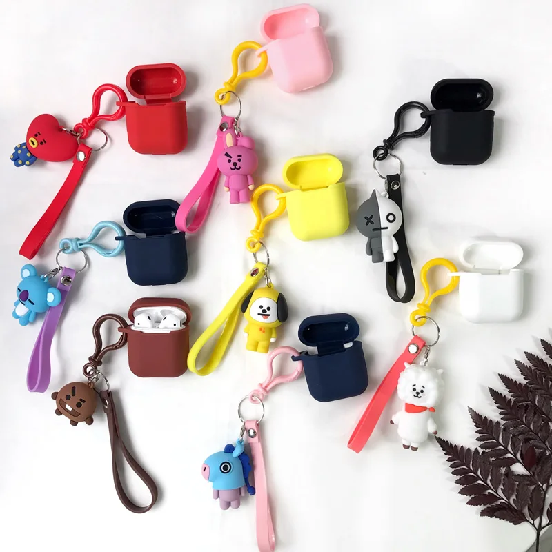 

For airpods earphone soft silicone bag Universal phone hook up strap, Tata Apeach Ryan Wrist band BT21 mobile phone string