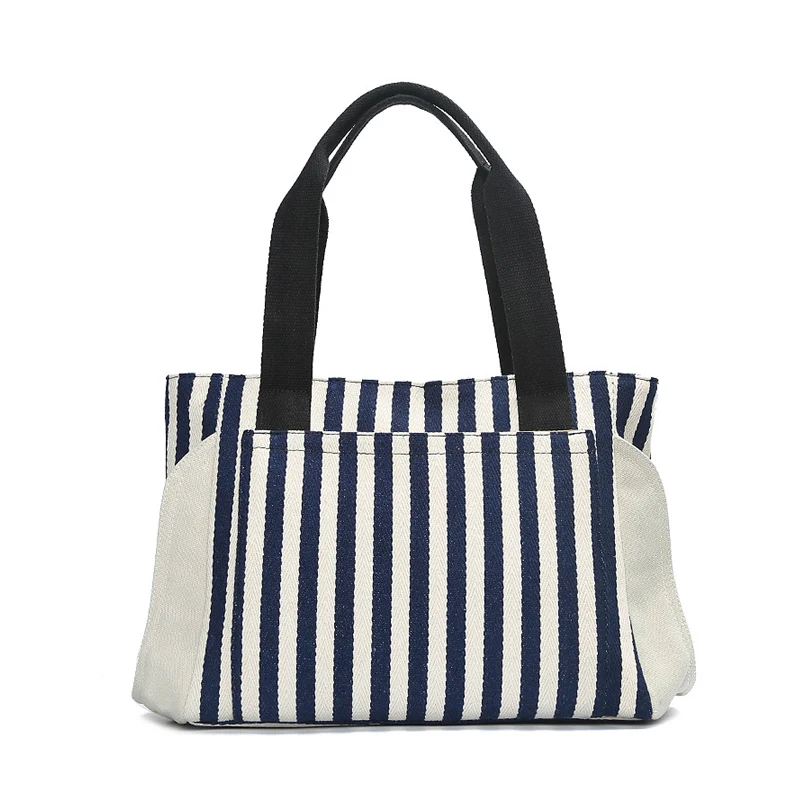 

Women Totes Striped Panelled Shoulder Bag Fresh Summer Beach Fashion Handbag Large Capacity Canvas Shopping Bag