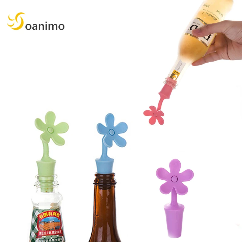 Soanimo 2pcs Creative Bottle Stoppers Flower Shape Silicone Wine