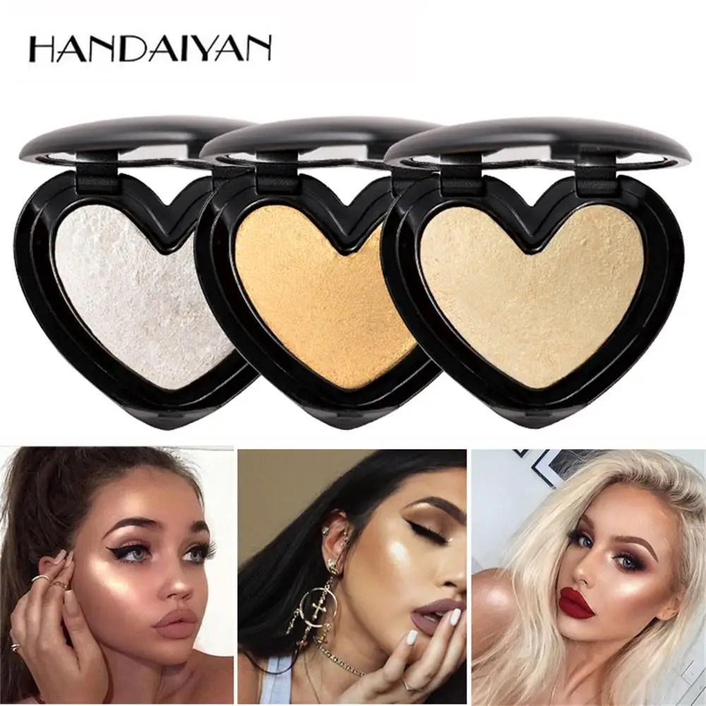 

Pro Face Makeup Shimmer Highlighter Powder Baked Eye Shadow Blush Bronzer Blusher Heart Shape Highlighter Contour Powder