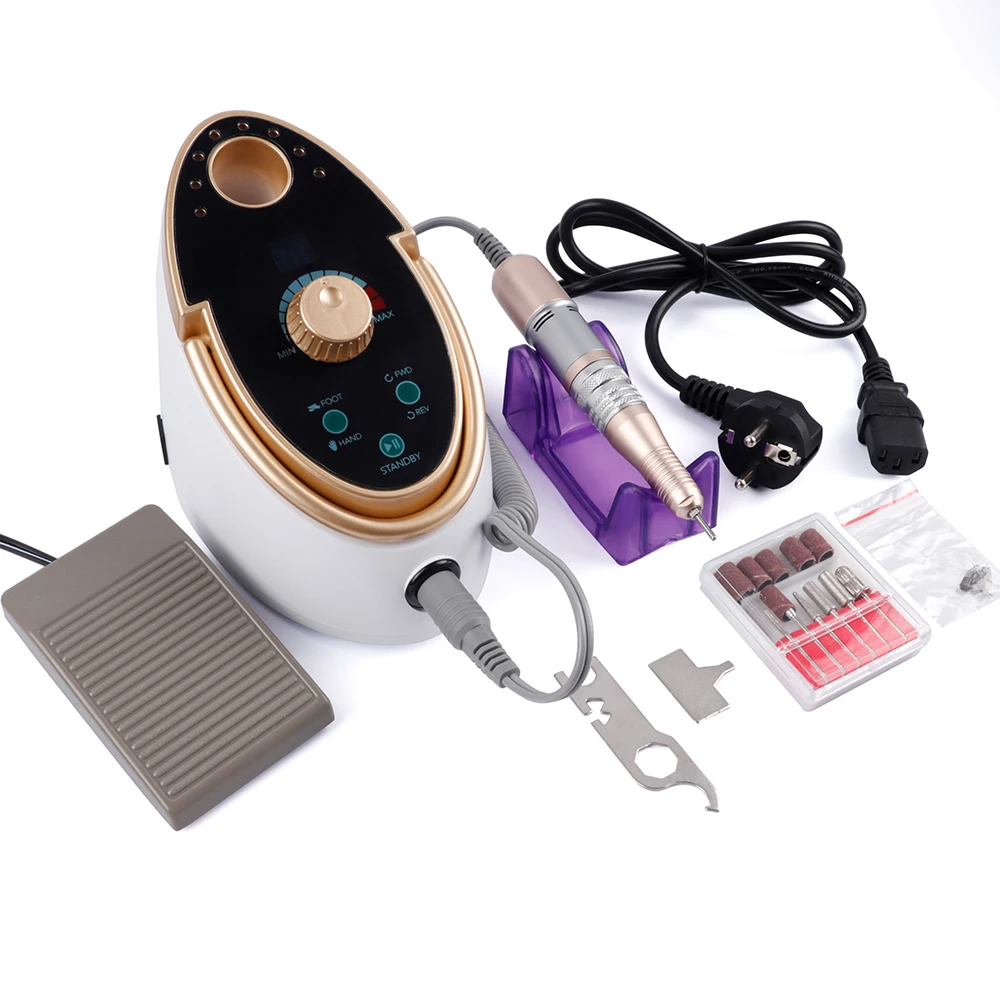 Elétrica do Pedicure do Unha da Broca Cerâmico dos Bocados de Broca do Prego w para o Polonês do Gel da Arte do Unha com Conjunto Máquina 35000 Rpm 65 3 Brocas elétricas p manicure e acessórios