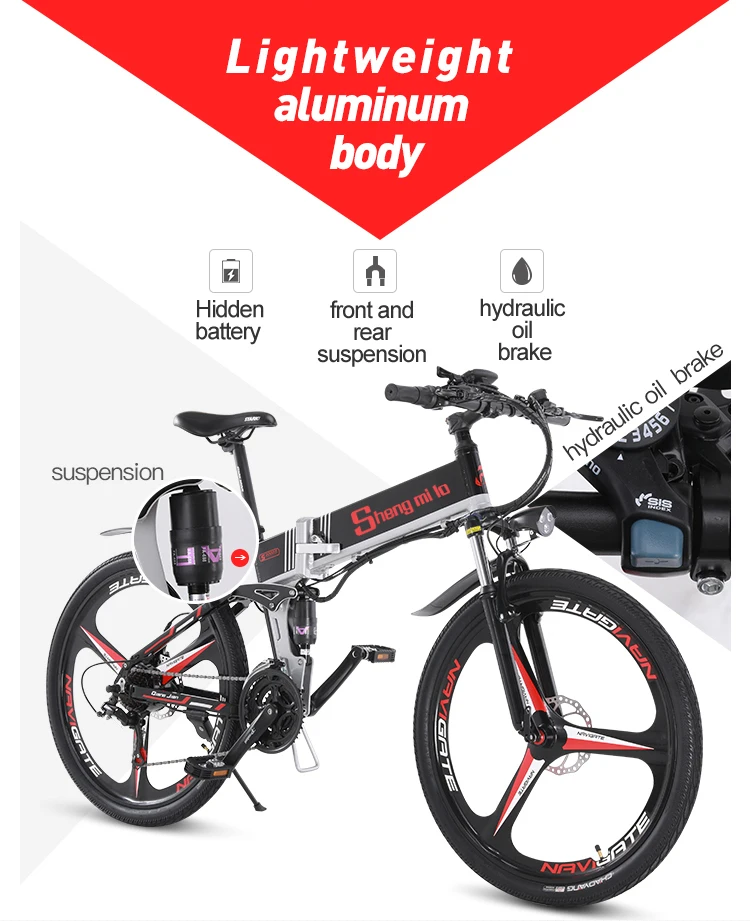 Excellent 26 inch klapp elektrische mountainbike 48 V variable geschwindigkeit smart  ebike Doppel batterie eingebaute lithium-batt bike 1