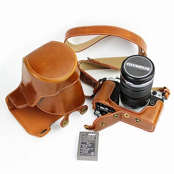 

Portable PU Leather case Camera Bag cover For Olympus EM5 mark II EM5II EM5M2 EM5 II With Bottom Battery Opening shouler strap