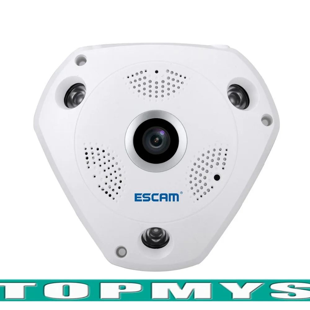 

ESCAM QP180 360degree Panoramic Fisheyes Camera with VR BOX Function Two way Audio Day Night CCTV IP Camera Wifi