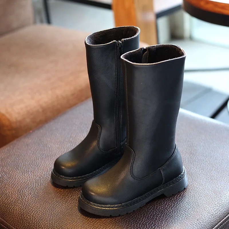 

New Children's Shoes Autumn and Winter Kid Boot Knee-high Girls Fashion Martin Boot Kids Black Shoe EU Size 21-30