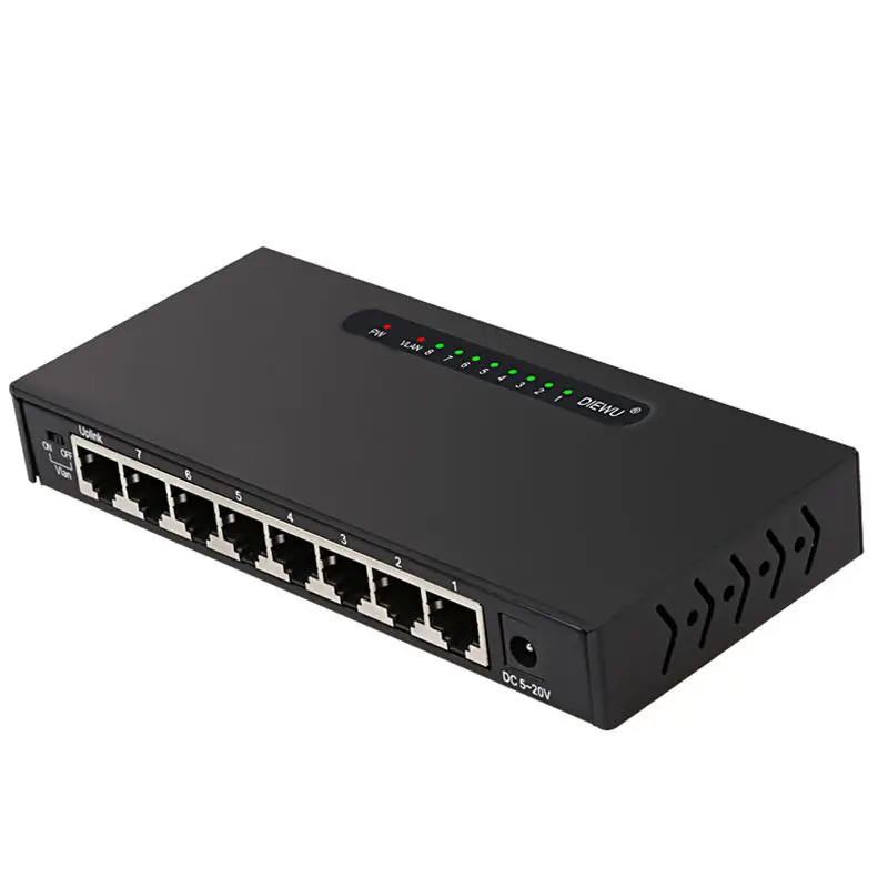 Лидер продаж-Diewu 8 Порты и разъёмы Gigabit Ethernet сетевой коммутатор Gigabit 10/100/1000 Мбит/с хаб настольное сетевой коммутатор адаптер металлический чехол(штепсельная Вилка стандарта США