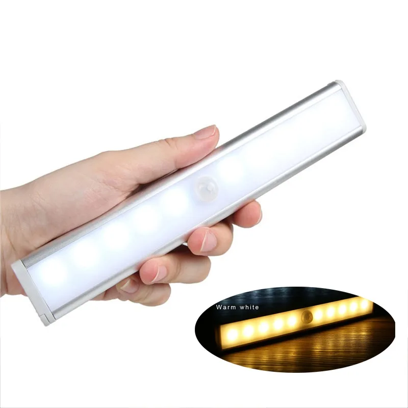 

10 LED Motion Sensor Night Light Potable Closet Lights Battery Powered Wireless Cabinet IR Infrared Motion Detector Wall Lamp