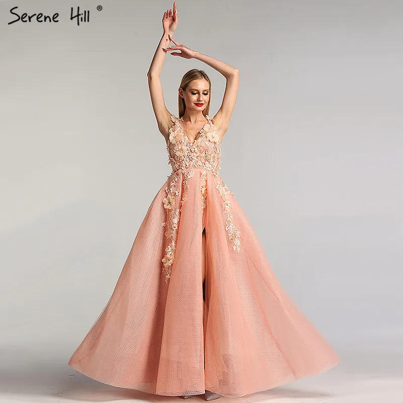 Peach & Silver Peach Evening Gown by HER CLOSET for rent online | FLYROBE