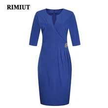 RIMIUT большой Размеры 6XL плюс Женская Мода Твердые Половина рукава хлопок осень вечерние платье элегантный Повседневное вечерние работы свободные платья