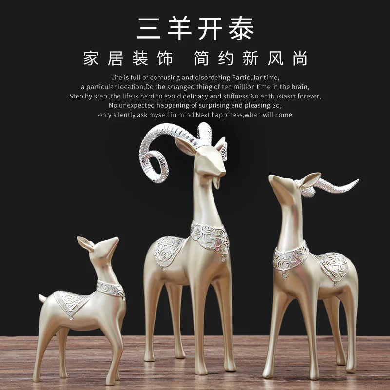 

Three Rams Bring Bliss Home decoration accessories Europe Resin Creativity Goat Decoration Crafts TV bench Home decor Feng shui