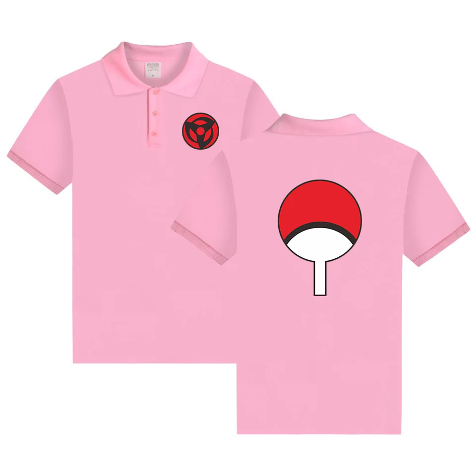 WEJNXIN новые летние модные Итачи Учиха из “Наруто” с принтом логотипа Для мужчин Поло рубашка высокое качество в стиле «хип-хоп» Camisa Masculina рубашки аниме - Цвет: Розовый