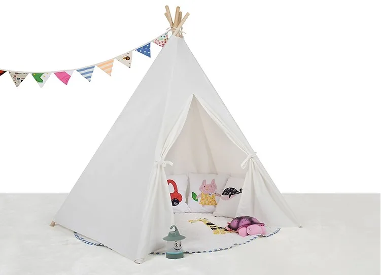 Розовый вигвам детский игровой шатер из белой ткани детский вигвам кровать палатка для помещений и улицы