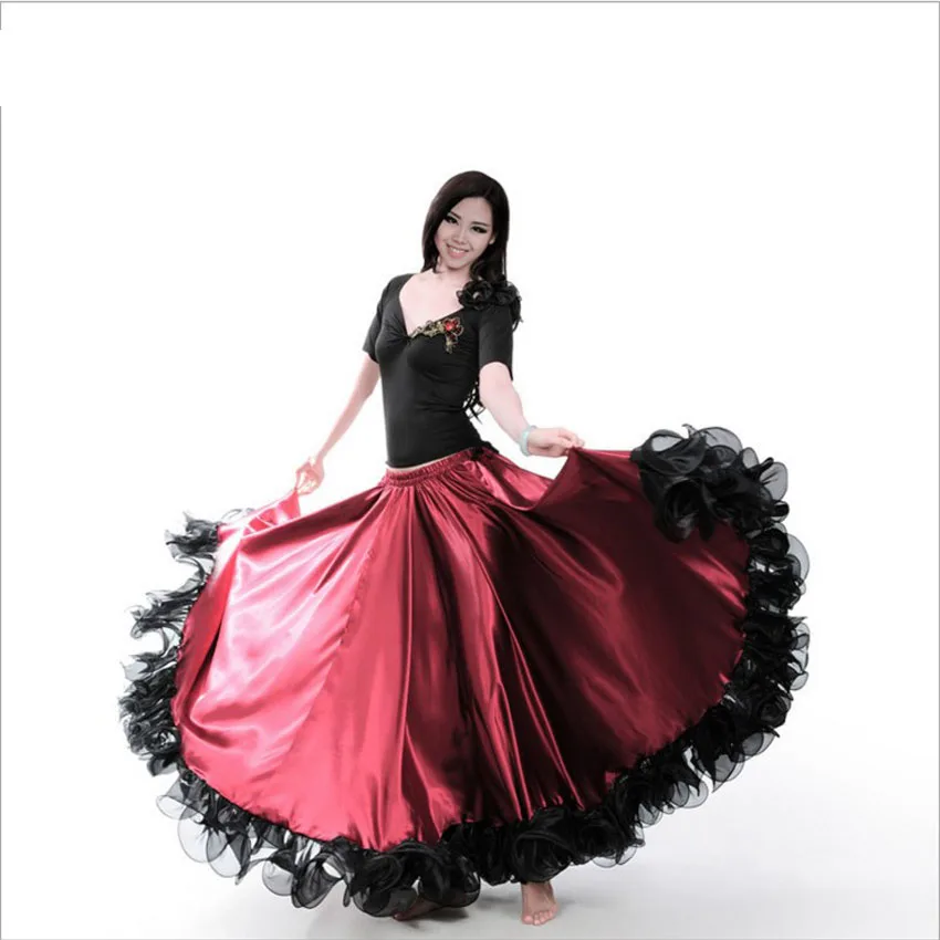 Мода размера плюс, цыганский стиль, женская испанская фламенко, юбка для выступлений, костюмы для танца живота, кружевное платье с оборками, командное представление