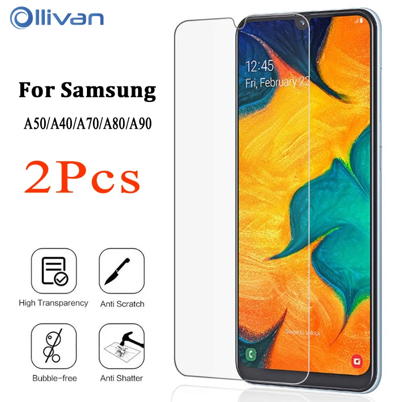 

For Samsung A70 Tempered Glass For Samsung Galaxy A50 A40 A30 A60 A80 Full Cover Screen Protector A 70 vidrio templado Protector