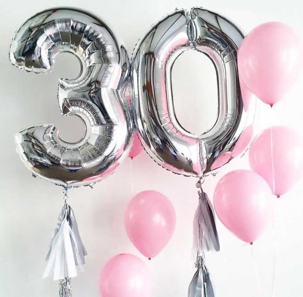 

32inch Number Foil Balloon Rose Gold Silver red black Discolor Digital ball Birthday Party Decoration Baby Shower Supplies Globo
