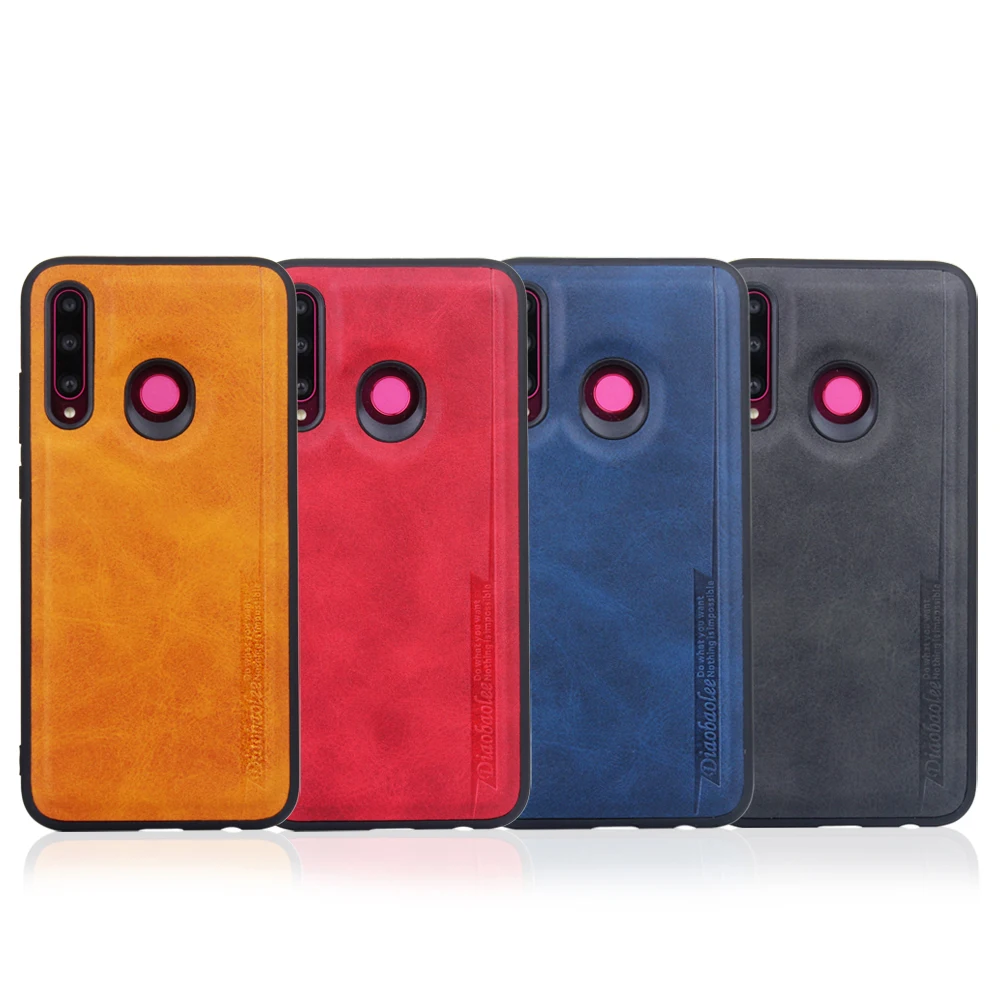 

High quality PU Leather Back Rubber Plastic Bumper Thin Slim Case Cover for Huawei P Smart plus 2019 Y6 Prime 2019