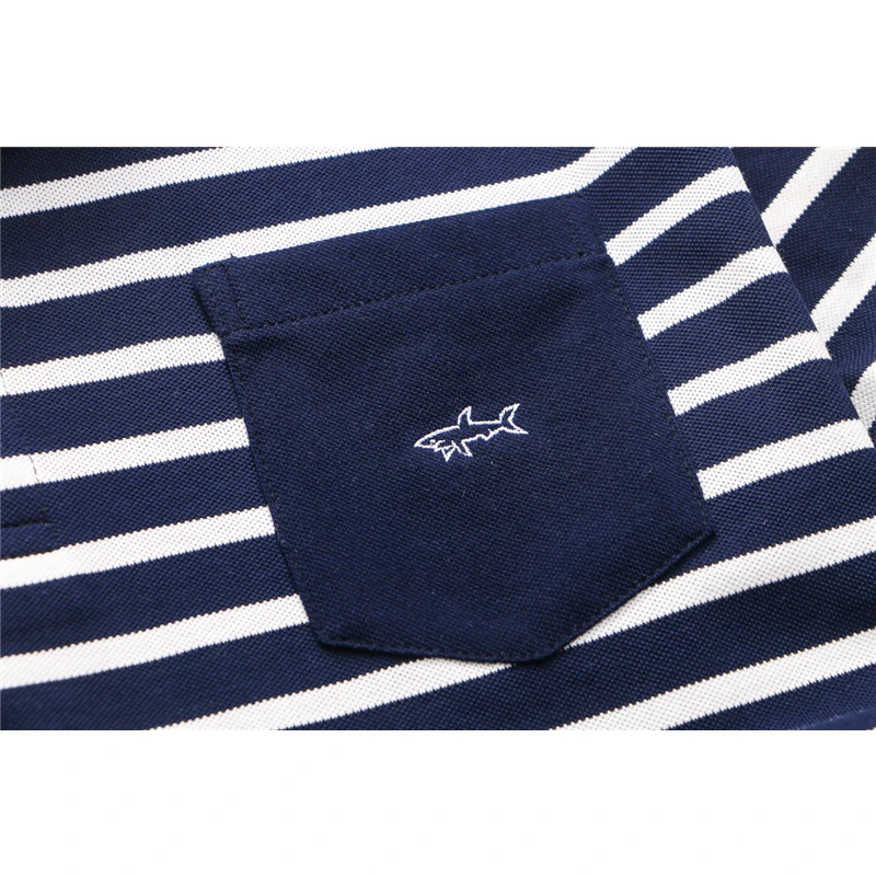 Мужская рубашка поло TACE & SHARK Повседневная в полоску с вышивкой 2018|casual polo shirt|brand