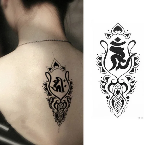 Переводные татуировки черная хна для мехенди кружевная Сова Сексуальная Женская поддельная Татуировка непромокаемая временная татуировка наклейки на тело - Цвет: XQB020