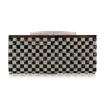 

Fashion Women Diamond Plaid Evening Bag Rock Mini Clutches Purse SteamPunk Handbag Trendy Ladies Crystal Rhinestone Shoulder Bag
