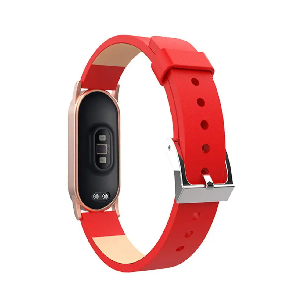 Ремешок сменный кожаный для Xiaomi Mi Band 4 + металлический корпус|Ремешки часов| |