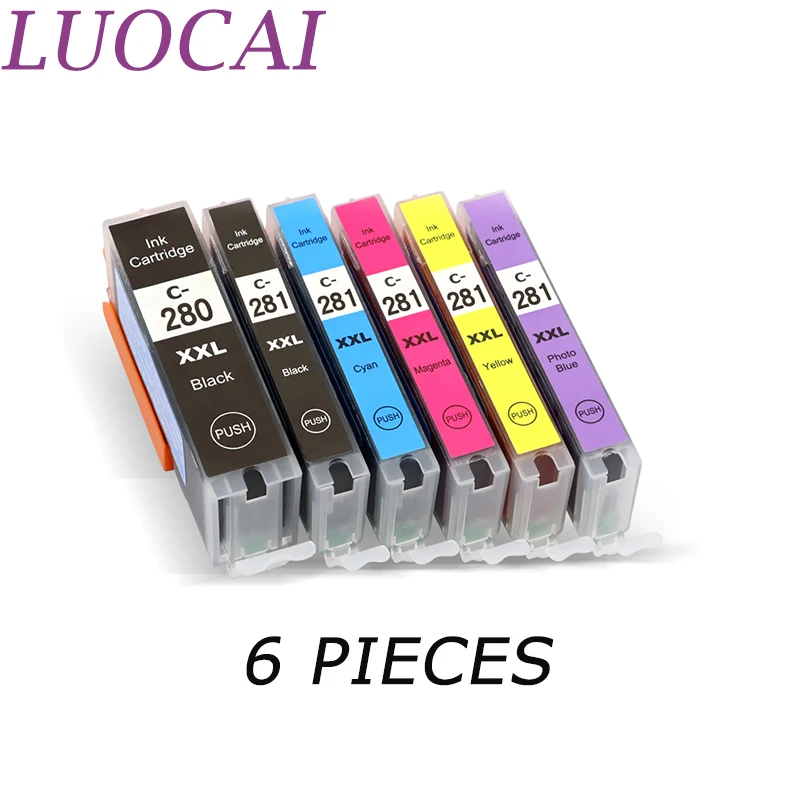 LuoCai 6 шт. совместимые чернильные картриджи для Canon TR7520 TR8520 TS6120 TS8120 TS9120 PGI-280 CLI-281