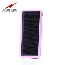 1x Wama 12800mAh Solar Panel Charger dual-USB Rechargeable Polymer Power Bank Outdoors External Portable LED Light