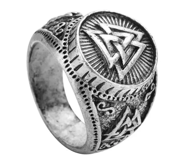 

Retro Style Men ring Viking Nordic Triangle Symbol Valknut Ring Fashion Punk Jewelry 2 C