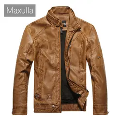 Maxulla зимняя мужская Байкерская кожаная куртка повседневное плотное пальто из искусственной кожи мужские мотоциклетные Панк кожаные
