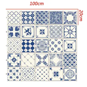 10152030cm Retro Strip Tiles Wall Sticker Bathroom Kitchen Wardrobe Home Decor Wallpaper Peel Stick PVC Ceramics Art Mural