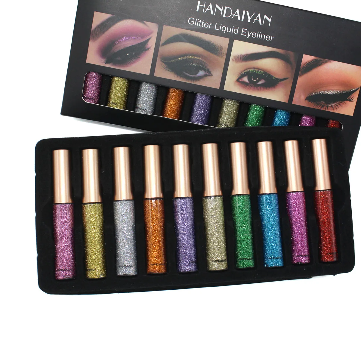 10PCS/SET HANDAIYAN Glitter Eyeliner For Women Easy to Wear Waterproof