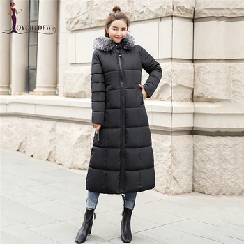 

Lady Cotton Outerwear Ladies Winter Parkas 2018 New Female Warm Coat Ms Large Fur Collar Women Overcoat Loose Winter Jacket N476
