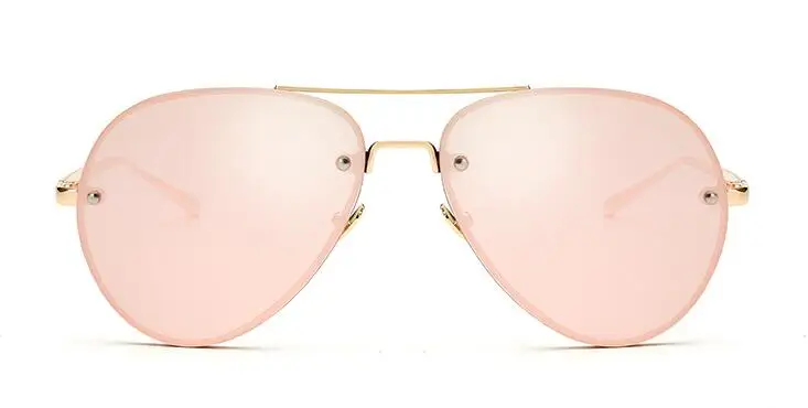 Женские солнцезащитные очки pilot из розового золота с розовым покрытием, брендовые дизайнерские зеркальные солнцезащитные очки, женские модные очки lunette femme - Цвет линз: Barbie pink
