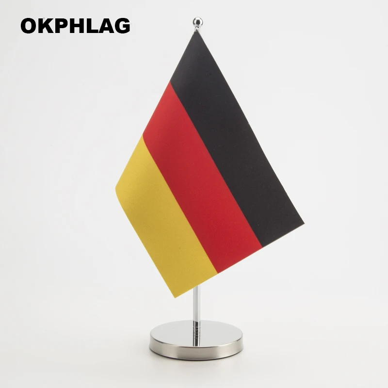 

Germany office table Flag with Stainless flagpole base country banners desk flag 14*21CM KS-0049