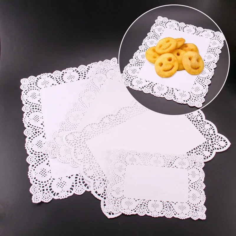 

16Pcs Placemat White Paper Lace Doilies Oil-proof Cake Baking Paper Placemat Pad Non-toxic Cake Decoration Table Accessories