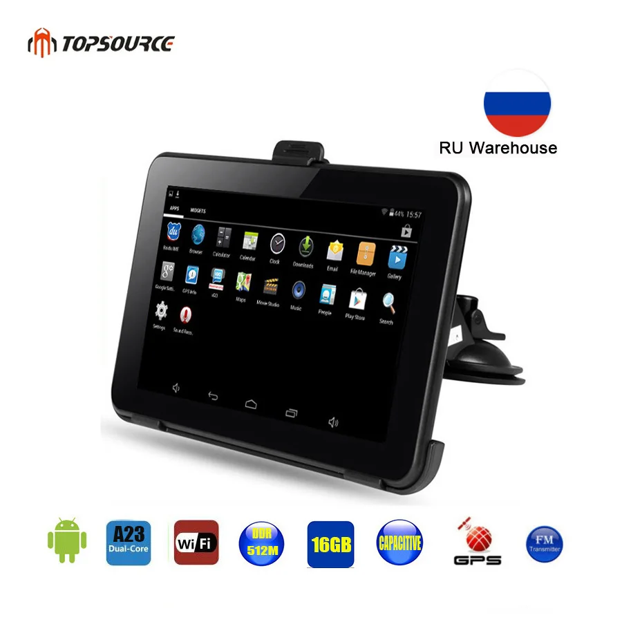 

TOPSOURCE Car GPS Navigation 7 inch Android 512M 16GB Truck gps Navigator WiFi Russian For Navitel free map