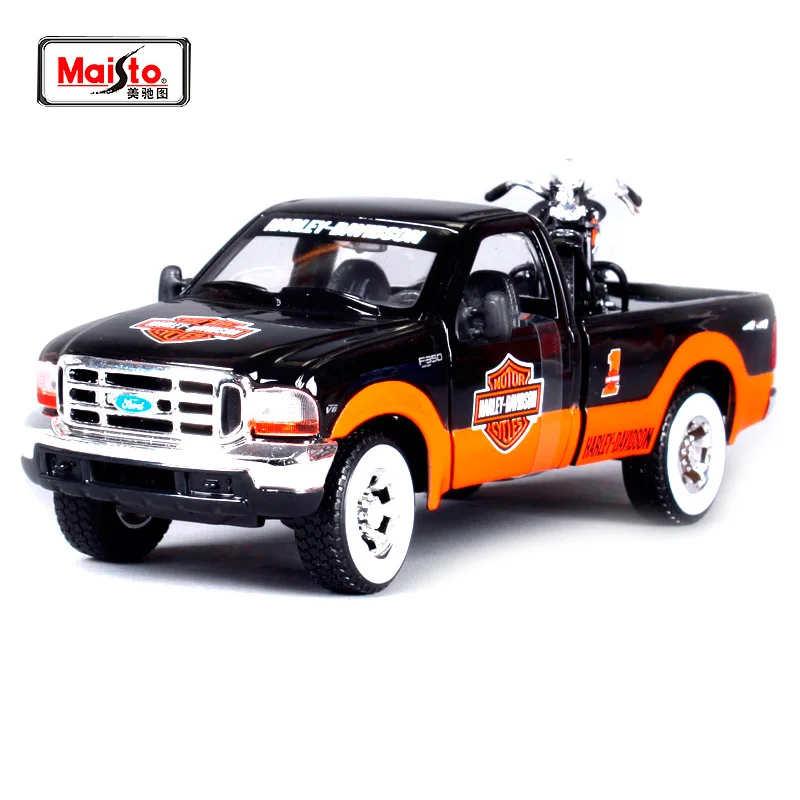 

Maisto 1:24 Ford F-350 SUPER DUTY PICKUP 1936 Harley KNUCKEHEAD Motorcycle Bike Diecast Model Car Toy New In Box Free Shipping