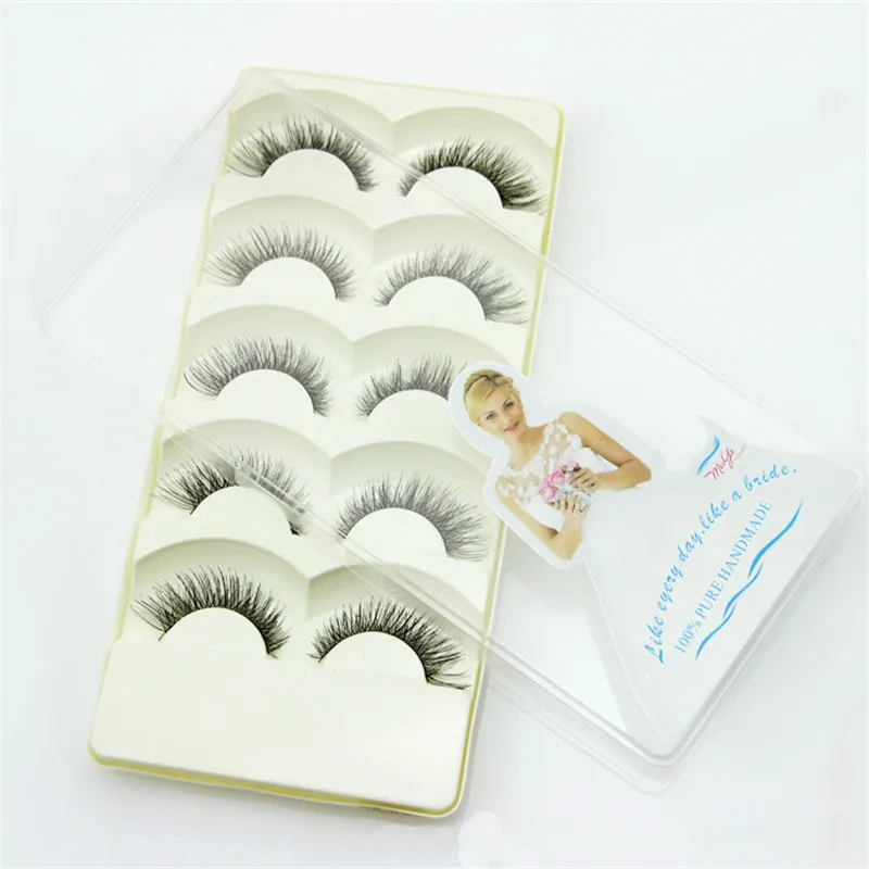 

5 pairs Beauty Women False Eyelashes Cotton Handmade Crisscross Natural Fake Eye Lashes
