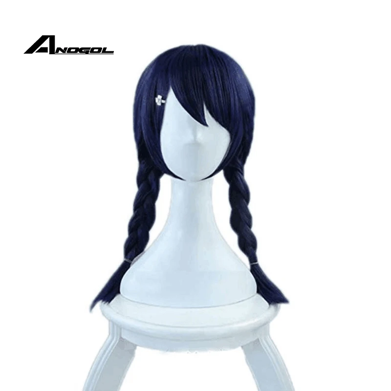 

Anogol Shokugeki no Soma Megumi Tadokoro Double Blue Braided Synthetic Cosplay Wig For Halloween Costume Party Role Play Girls