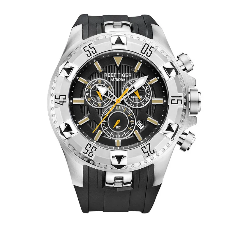 Риф Тигр/RT мужские спортивные часы кварцевые часы с хронографом и датой большой циферблат Супер Светящиеся Стальные дизайнерские часы RGA303 - Цвет: RGA303YBB