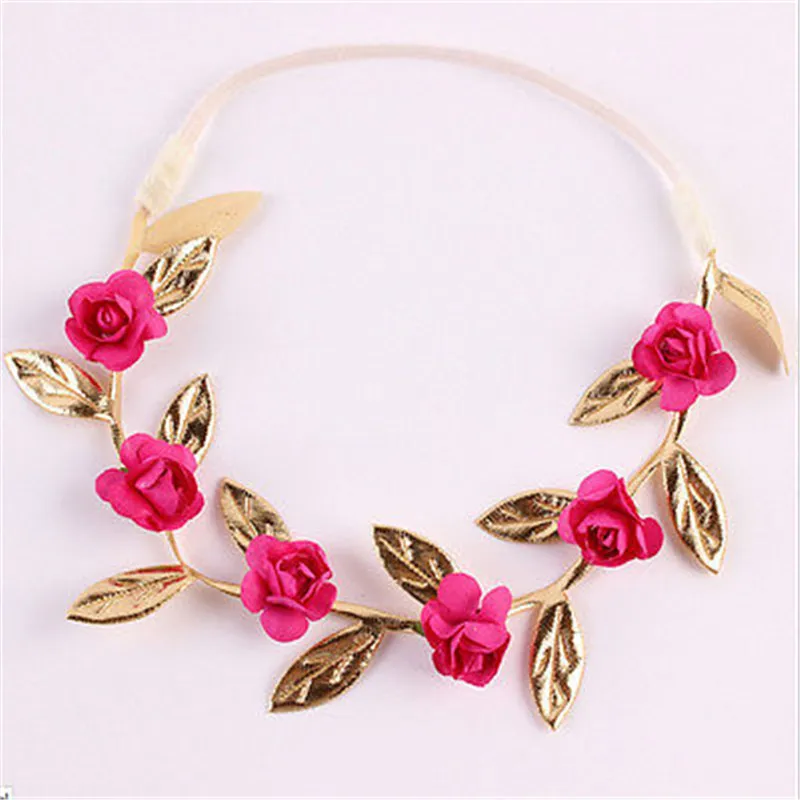 

2916 Toddler Girl Princess Cute Rose Flower Head band Party Headwear Hair Headband Hair Accessories 4 Colors Gold Elsa Daisy