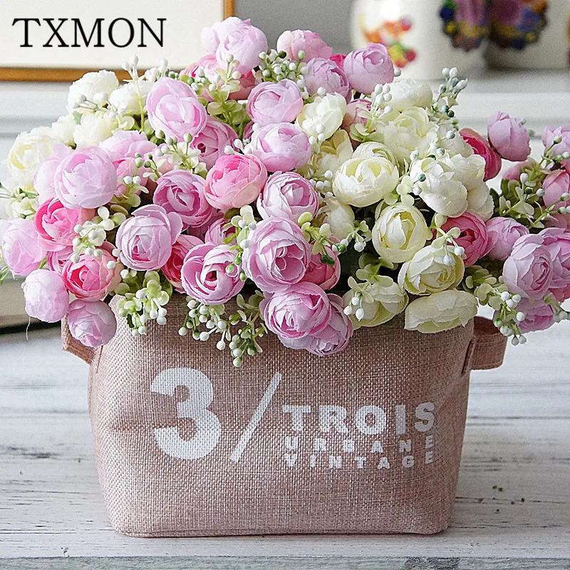 

Beautiful 15 heads fei Libos tea flower bud simulation fake flower holiday home decoration garden hotel photography ornaments