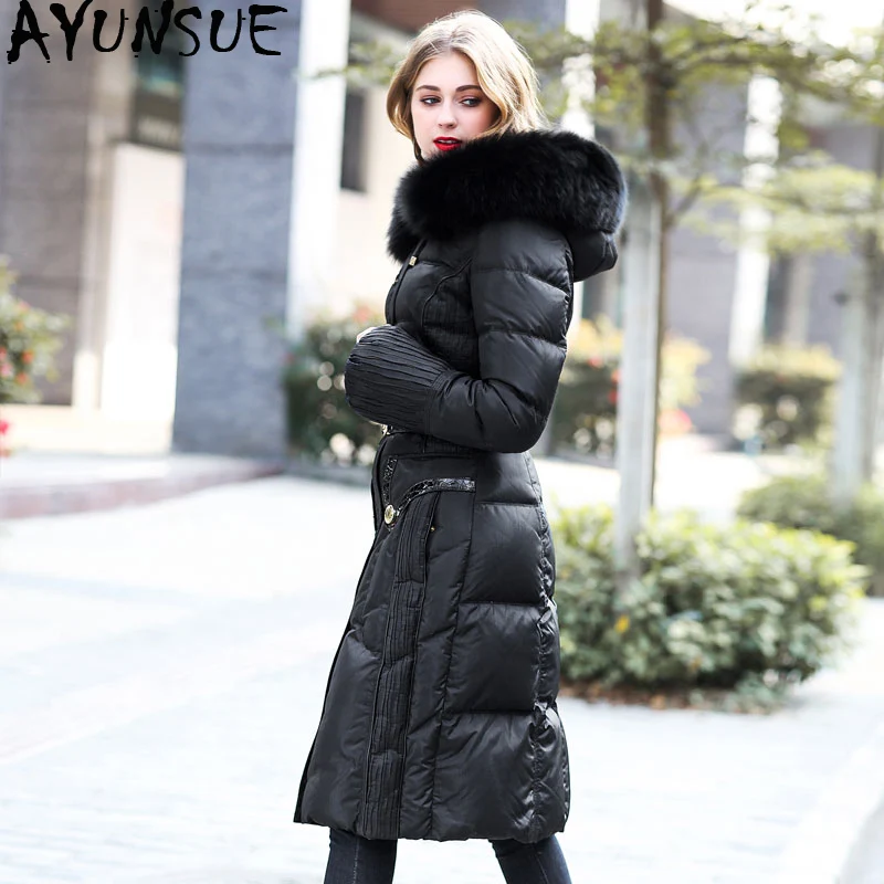 

Long Winter Duck Down Jacket Women Hooded Warm Puffer Jacket Real Fox Fur Collar High Quality Korean Women's Jackets 2019 U13357