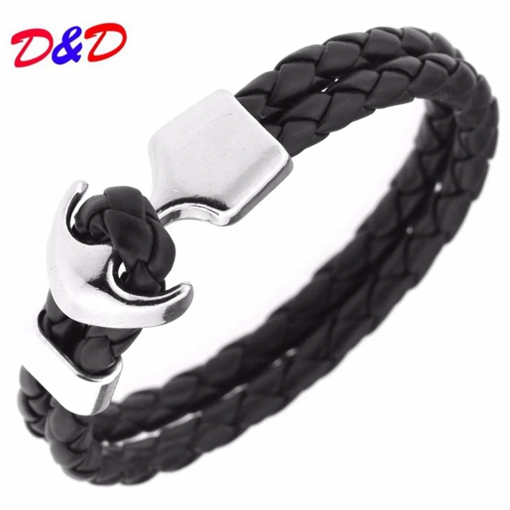 

2018 New Arrival Pirate Style Alloy Bracelet For Men Genuine Cow Pu Leather Bracelet Jewelry