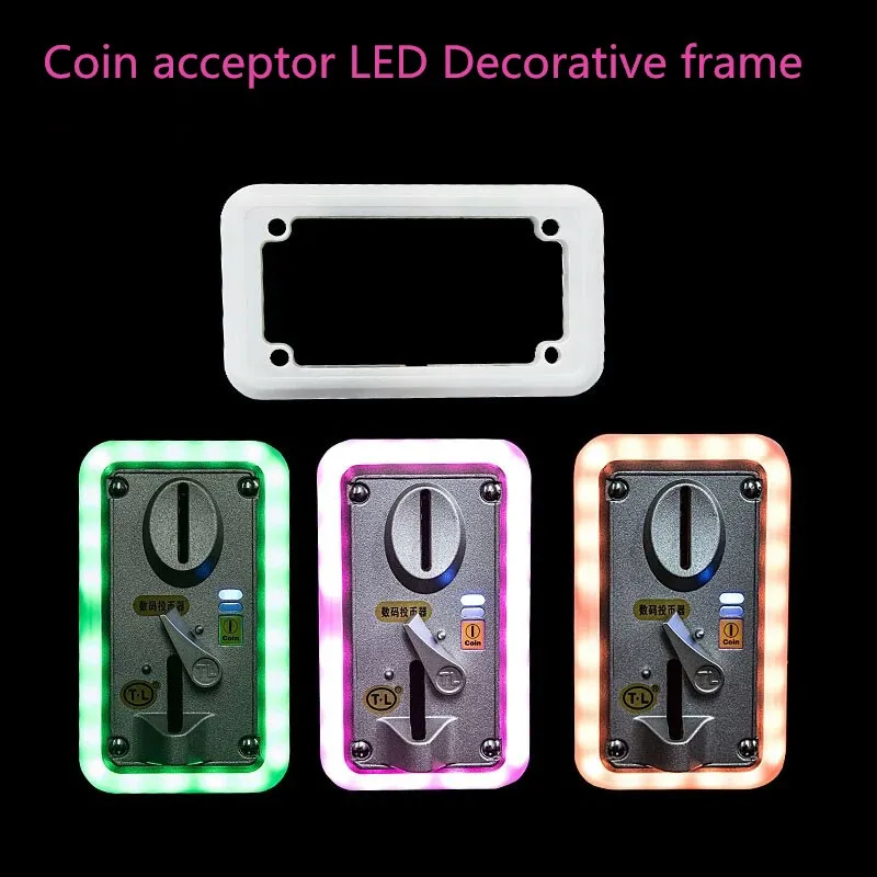 

2PCS Universal Colorful LED Flash Decorative Front Type Coin Selector/ Illuminate Frame Coin Acceptor for Vending Arcade Machine