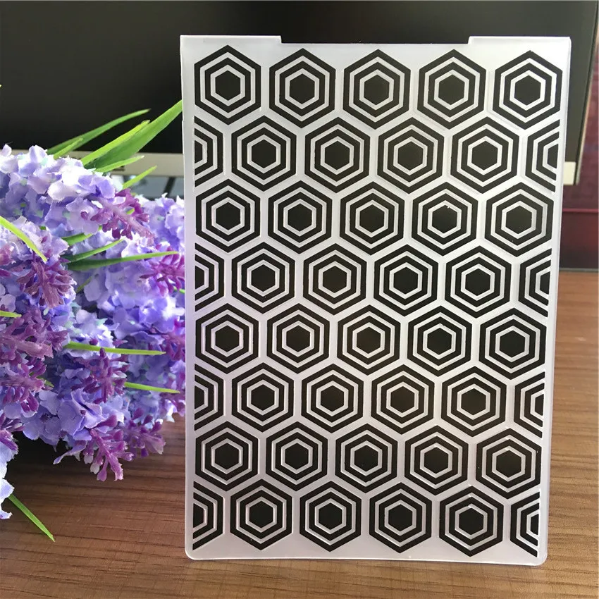 

regular hexagon plastic embossing folder set for scrapbooking paper card photo album decor embossing templates stencil 03142