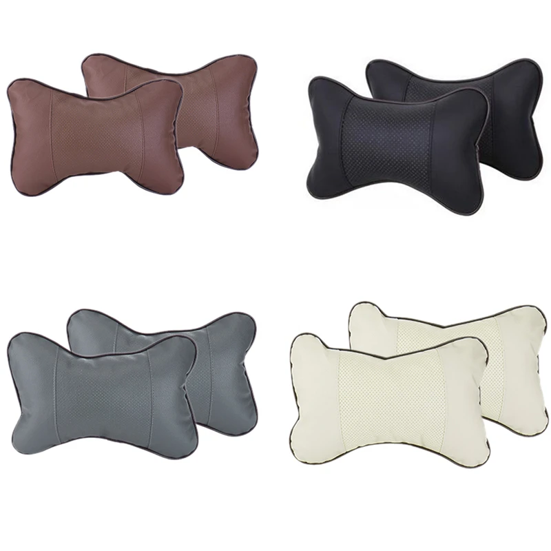 Useful 2PCS Perforating Car Neck Pillow Hole digging Winter Car Head Neck Rest Cushion Headrest PU