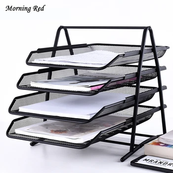 

Desktop Office Supplies Storage Rack Document Shelf Mesh File Basket Multi Layer Metal A4 Paper Organizer Box Work Assistant