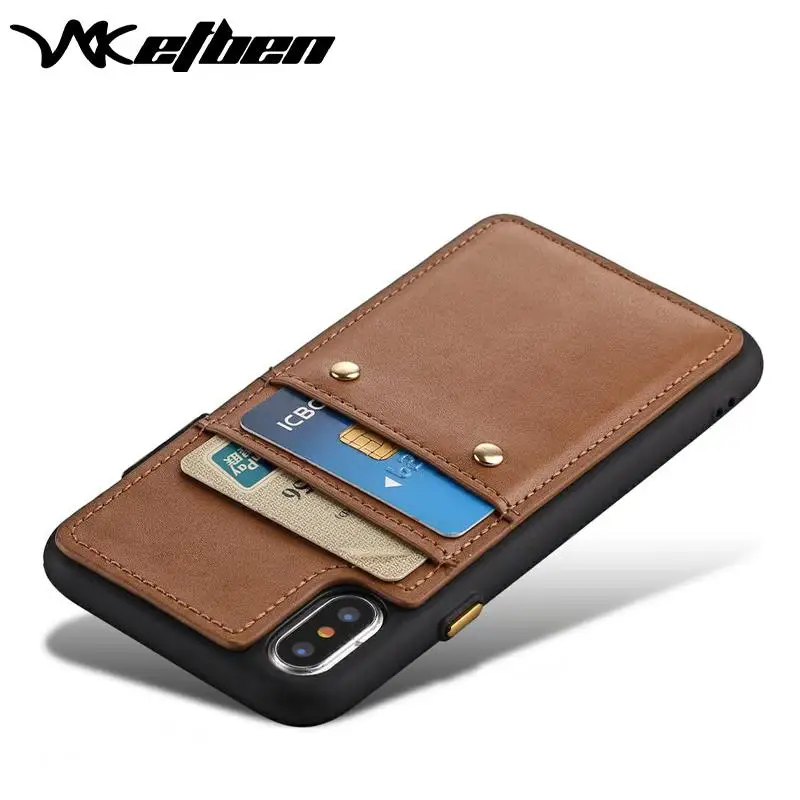 

W7ETBEN Wallet Phone Case Cover Leather Slim Back Case with Credit Card Holder Slot for iPhone XS MAX XR X 8 7 6S 6 Plus