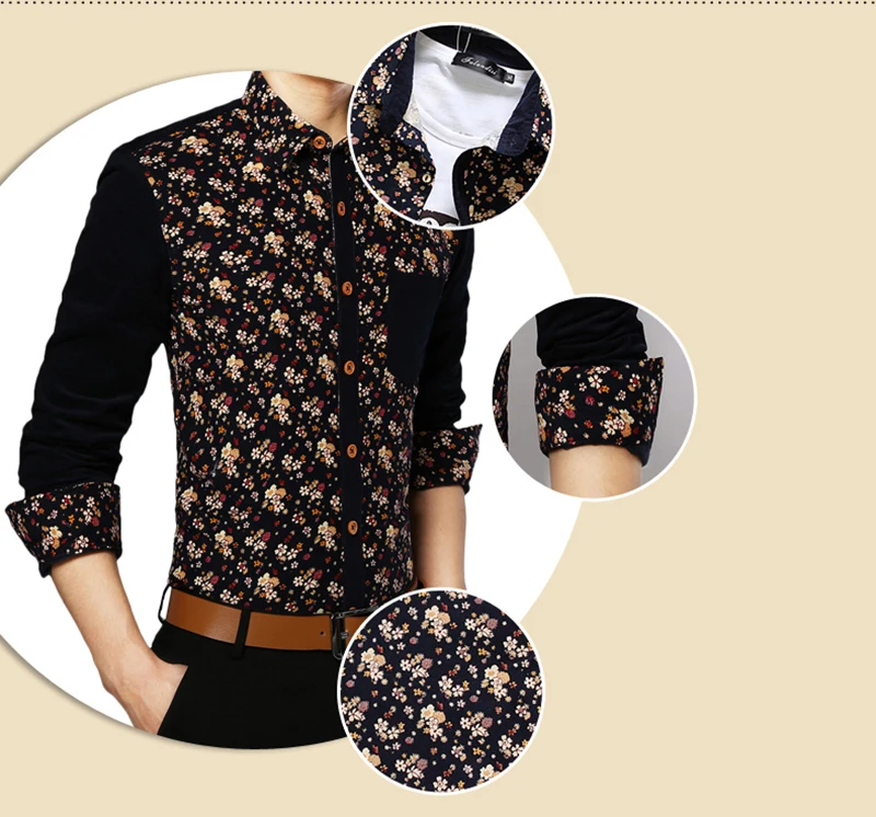 Toturn Slim Fit рубашка мужская брендовая рубашка с длинным рукавом весеннее модное платье с цветочным принтом рубашки Хлопковая мужская рубашка CS287